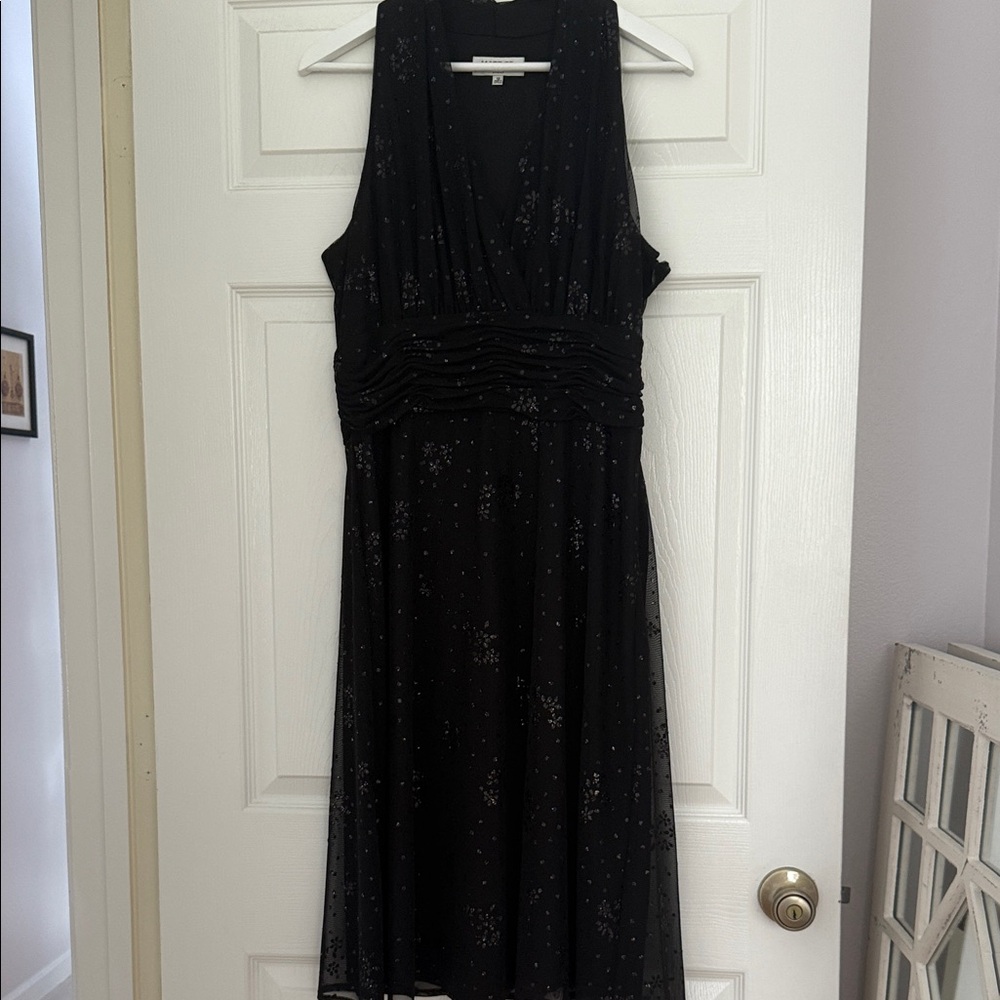 Kasper Black Midi Dress with Subtle Sparkle